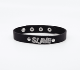 Love In Leather Diamante Slave Word BDSM Collar - Default Title - Collars and Leads